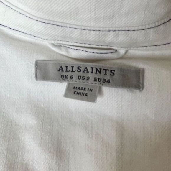 AllSaints Women's White Denim Button-Down Knee Length Dress Size 2 - Picture 4 of 5